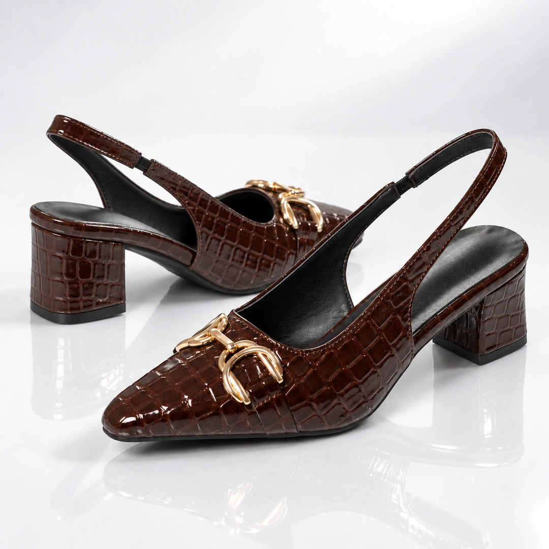 Clotilde Croc Slingback Heels