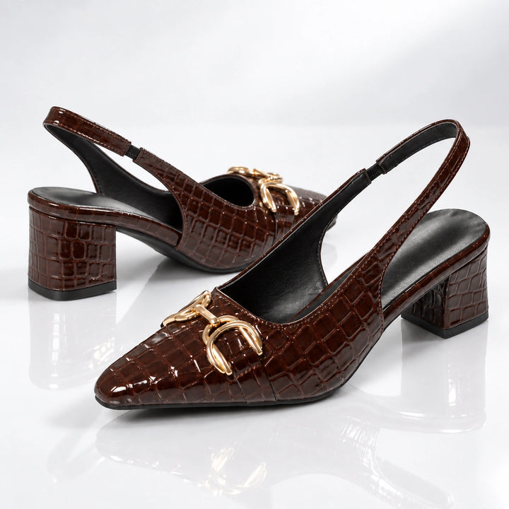 Clotilde Croc Slingback Heels