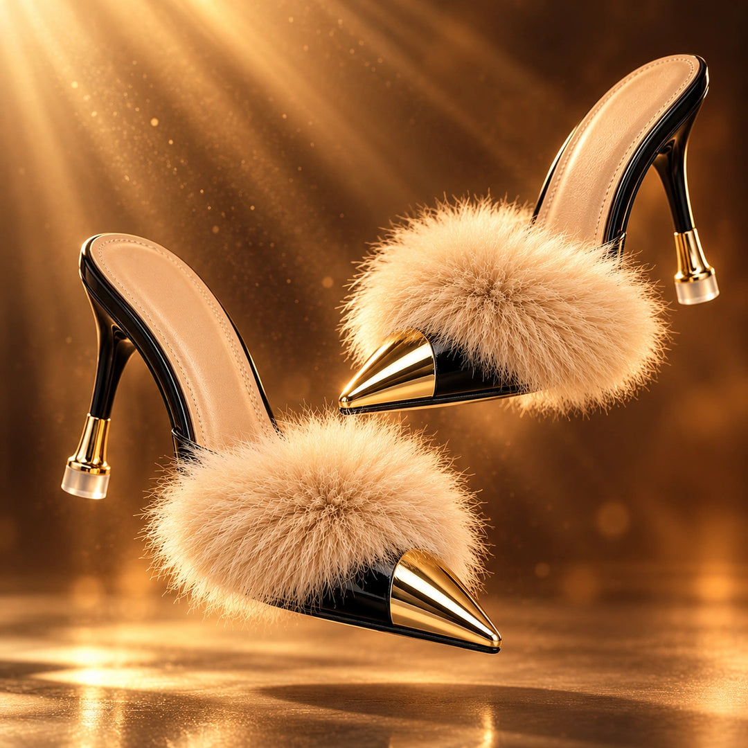 Eleanor Feather Trim Heels