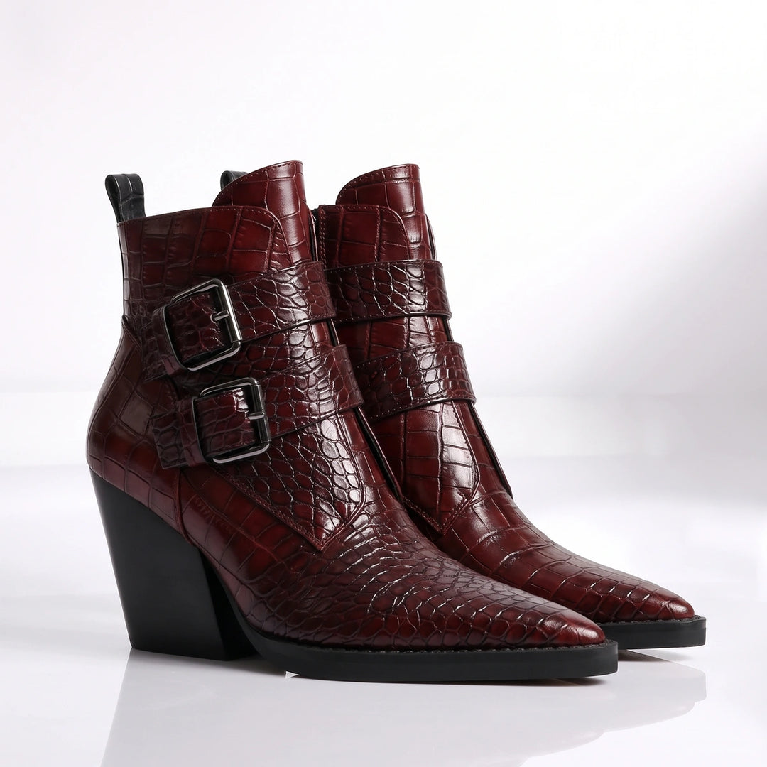Perrine Croc Leather Boots