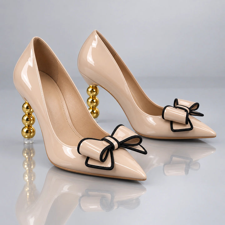 Zelie Gold Heel Pumps