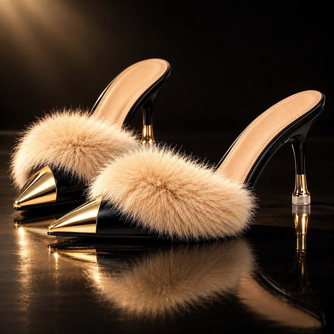 Eleanor Feather Trim Heels
