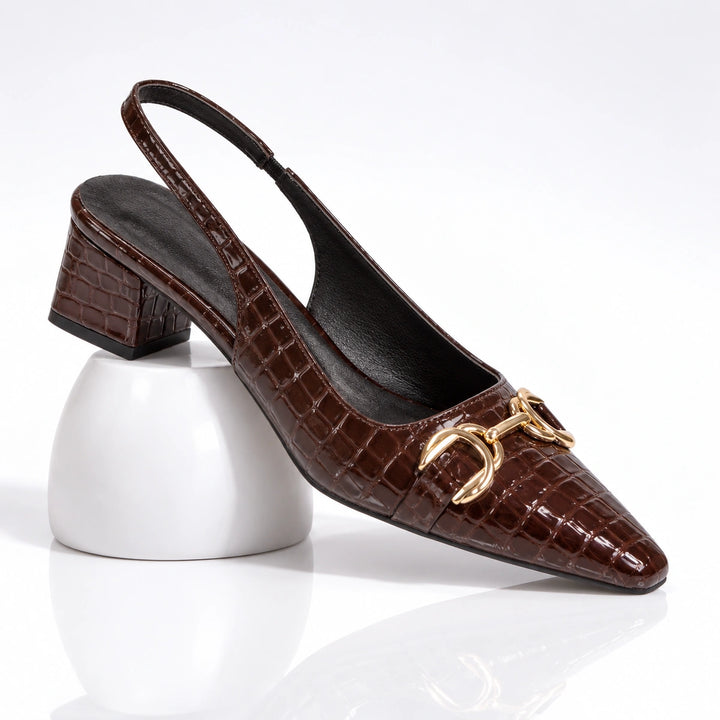 Clotilde Croc Slingback Heels