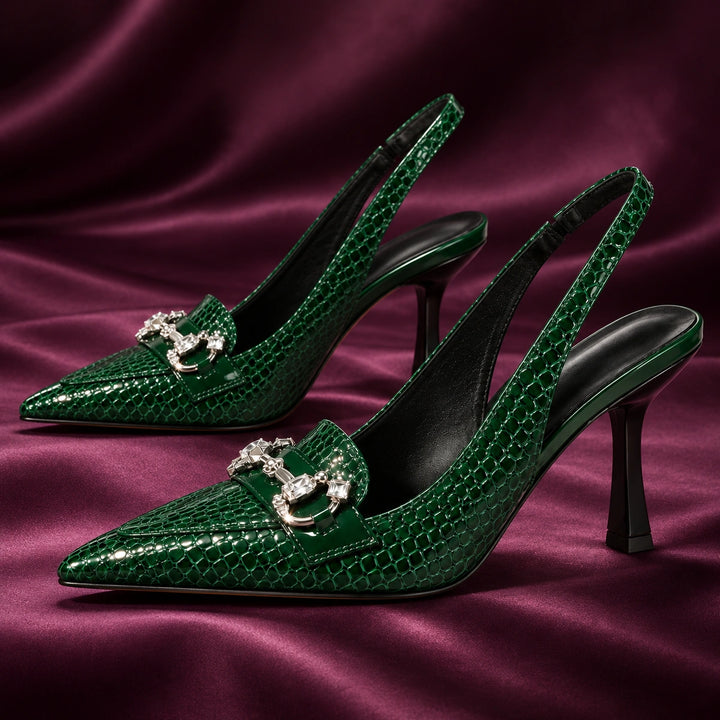 Quinn Croc Leather Pumps