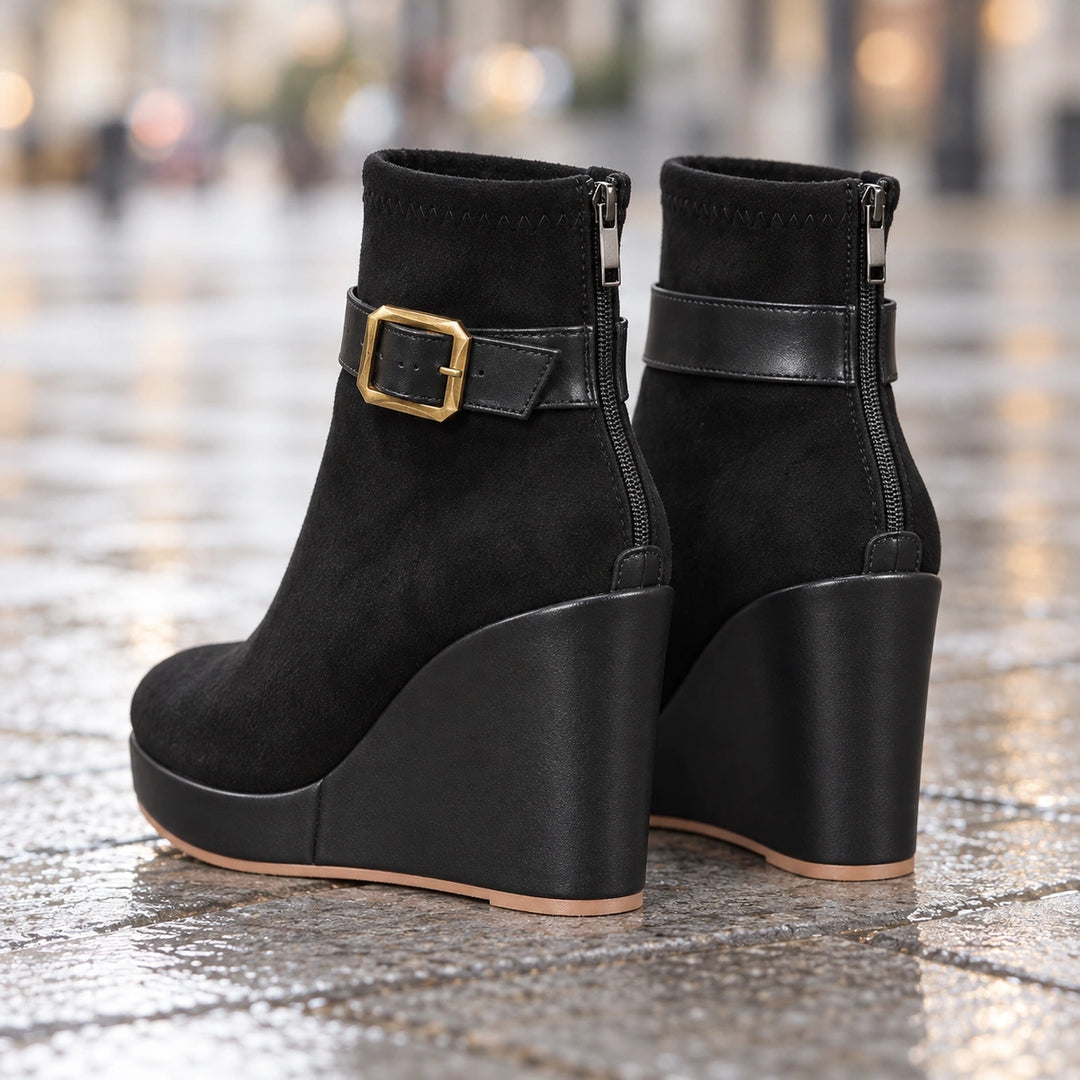 Claudine Suede Wedge Boots