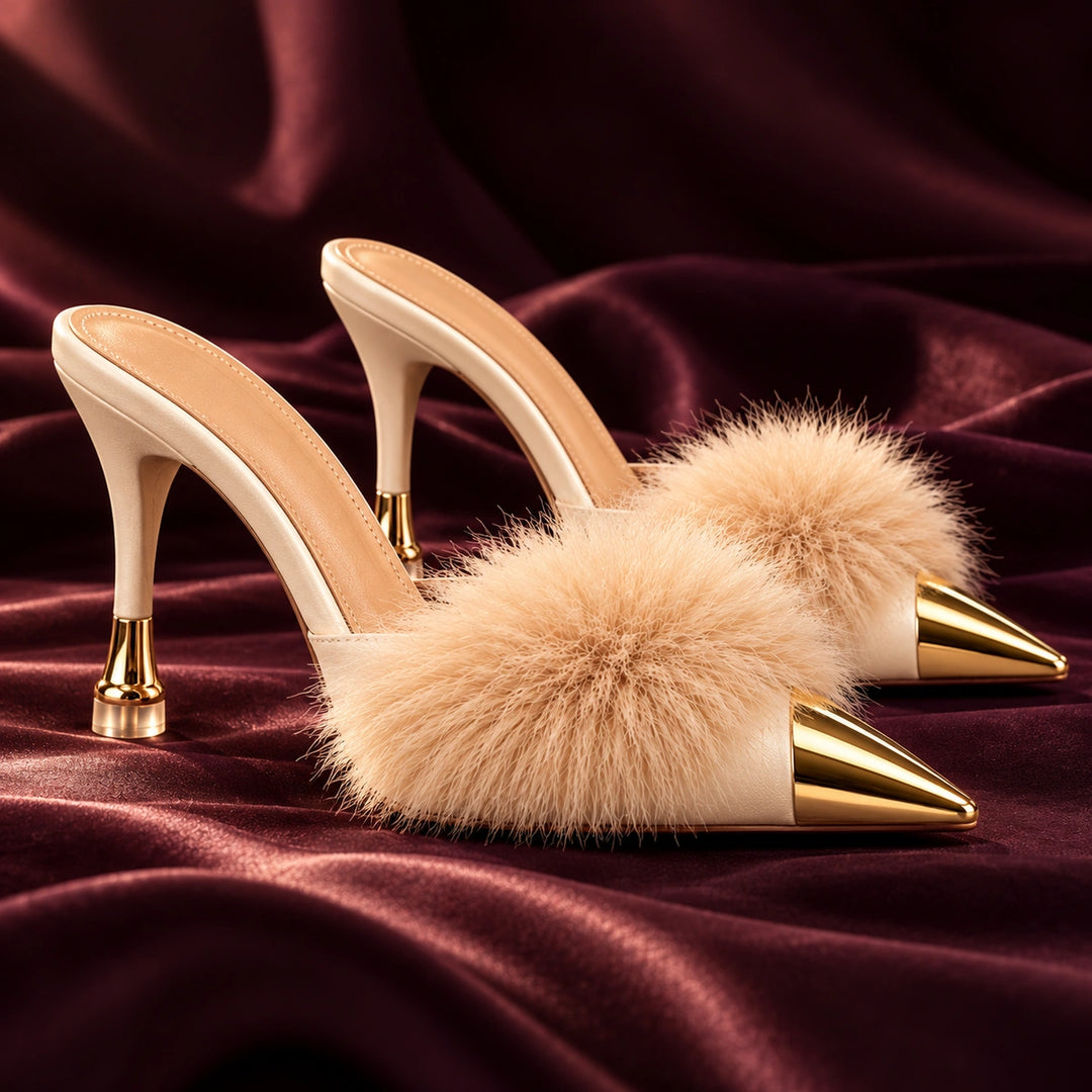 Eleanor Feather Trim Heels
