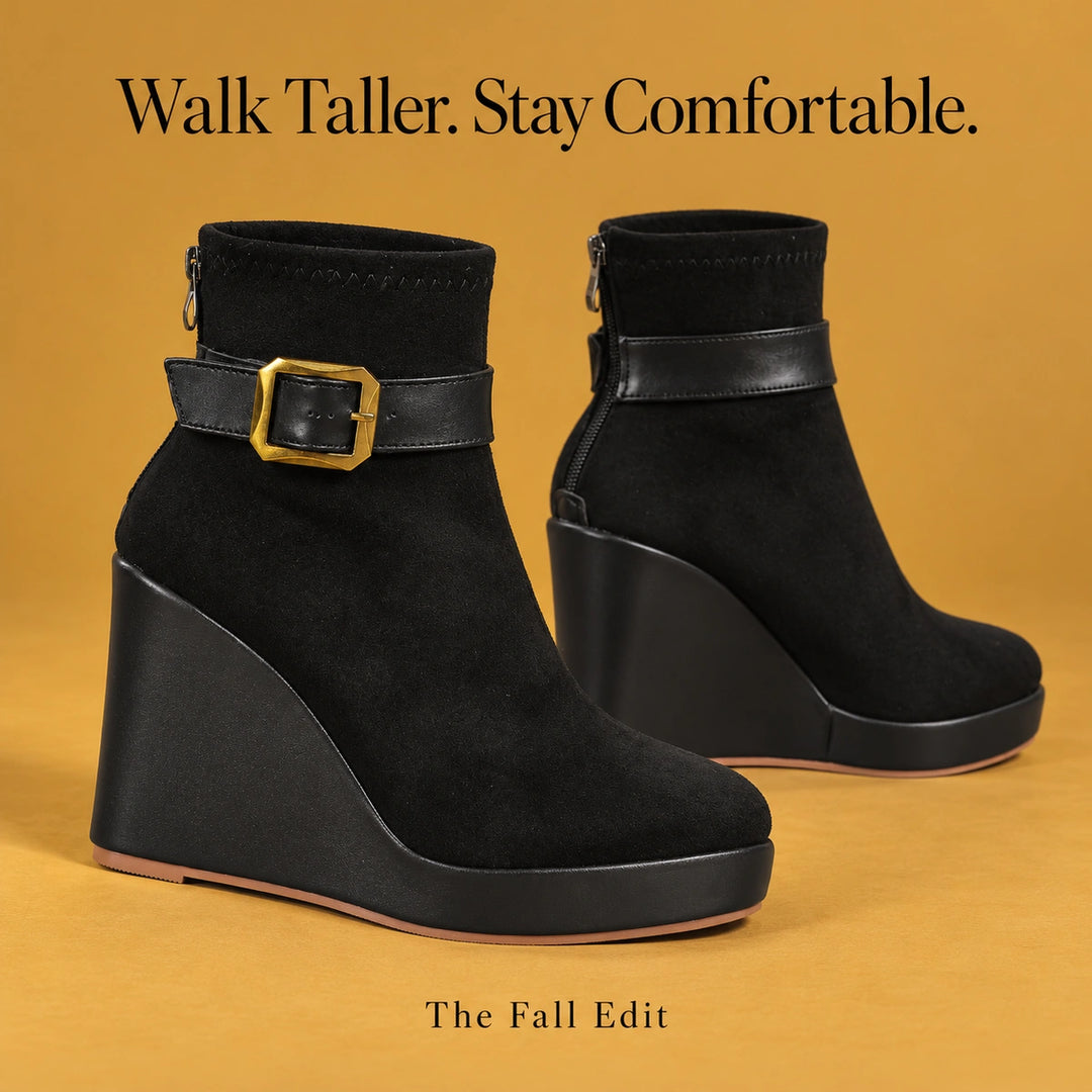Claudine Suede Wedge Boots
