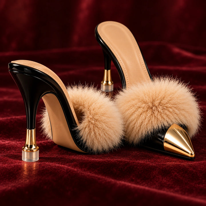 Eleanor Feather Trim Heels
