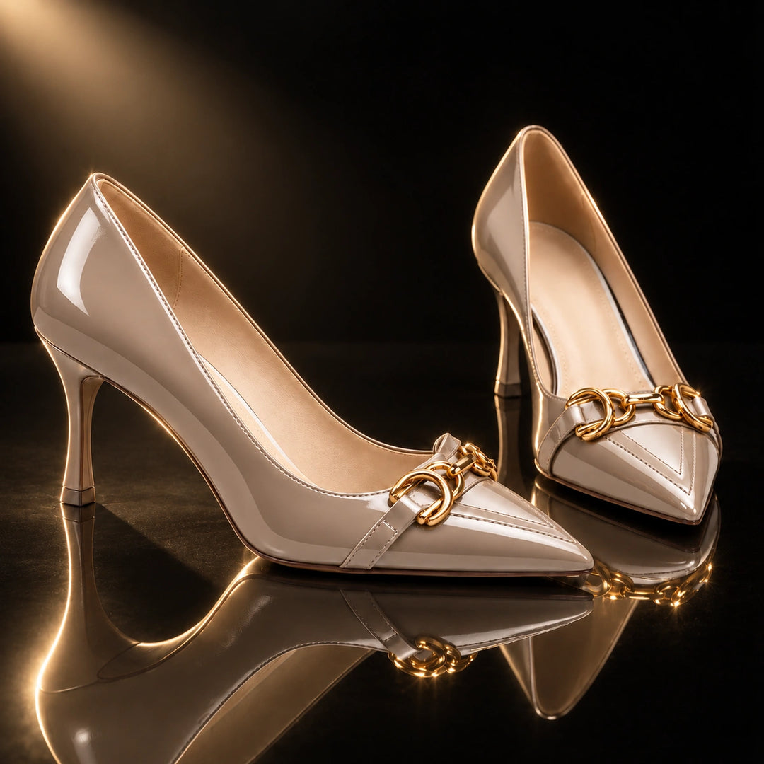 Nacre Gold Buckle Heels