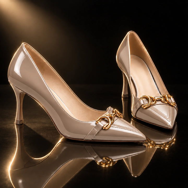 Nacre Gold Buckle Heels