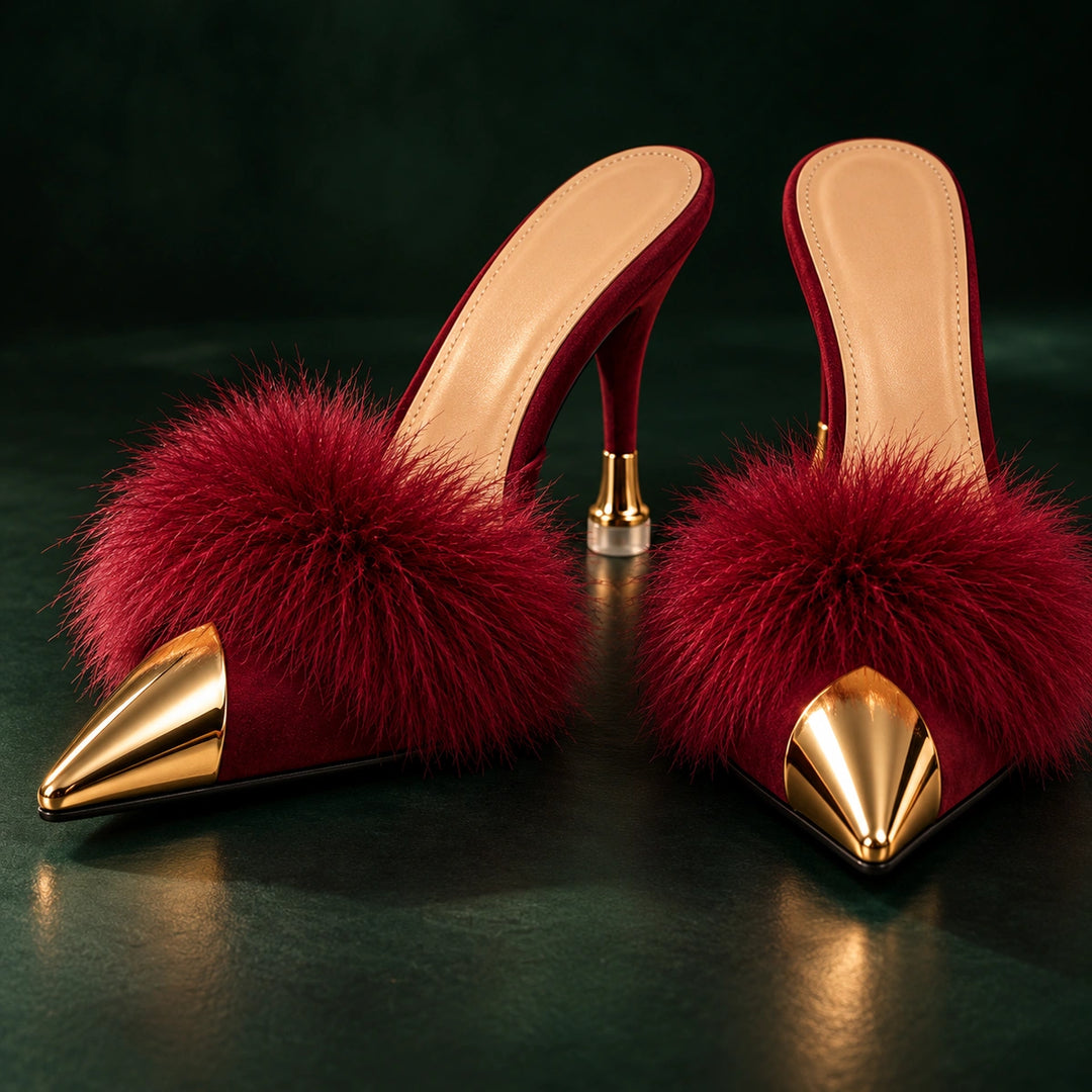 Eleanor Feather Trim Heels