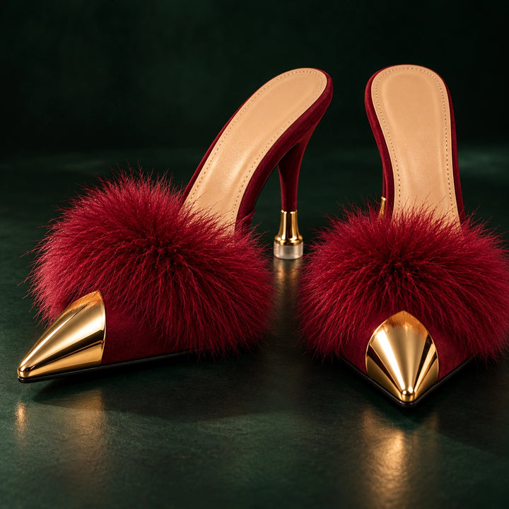 Eleanor Feather Trim Heels