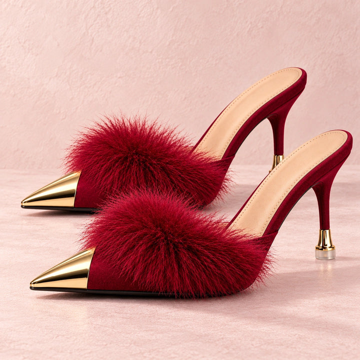Eleanor Feather Trim Heels