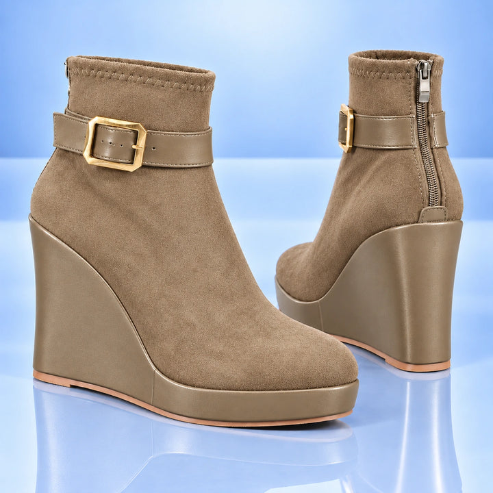 Claudine Suede Wedge Boots