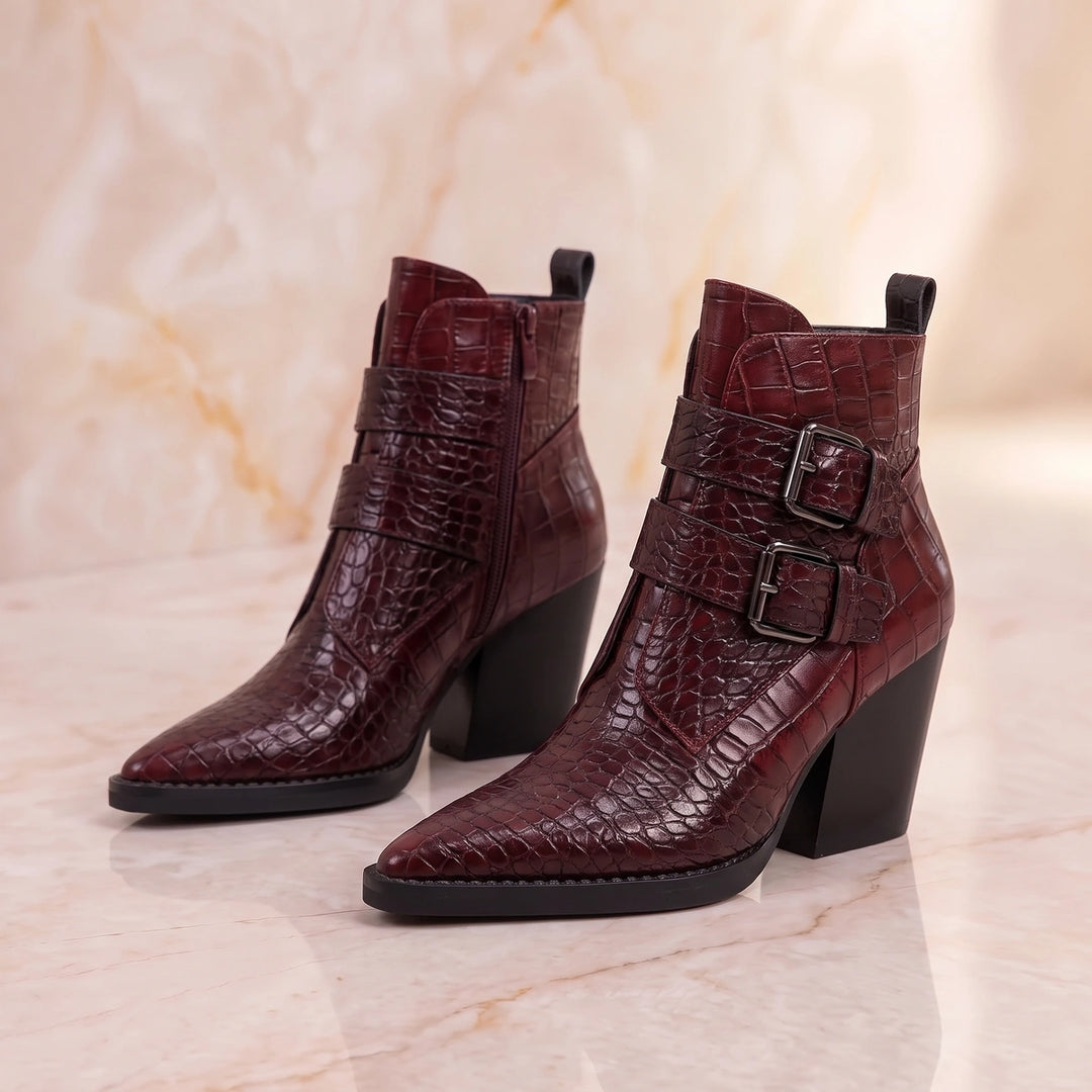 Perrine Croc Leather Boots