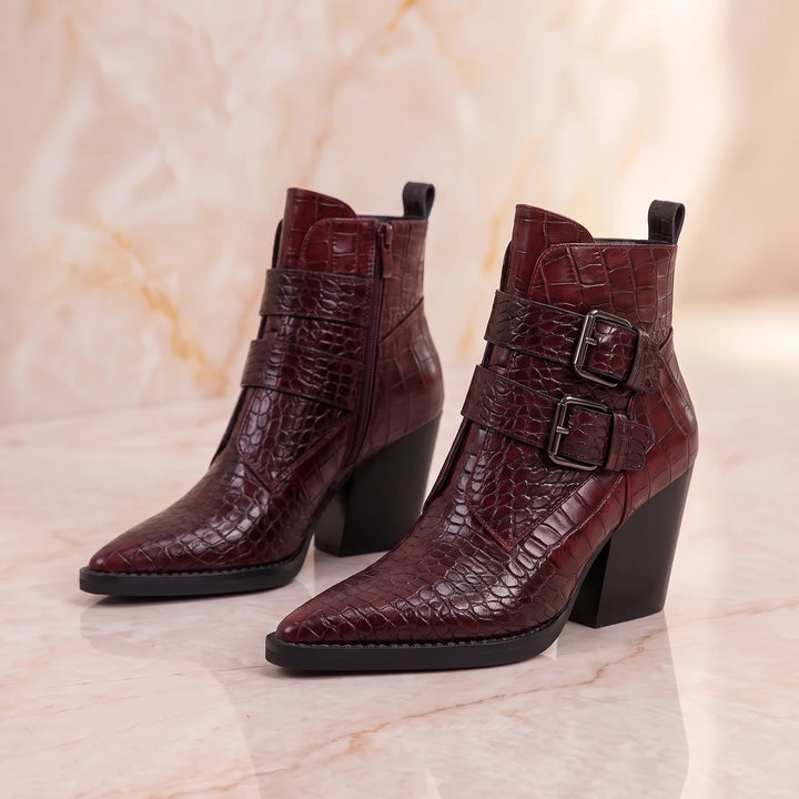 Perrine Croc Leather Boots
