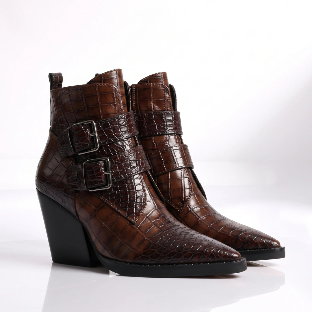 Perrine Croc Leather Boots