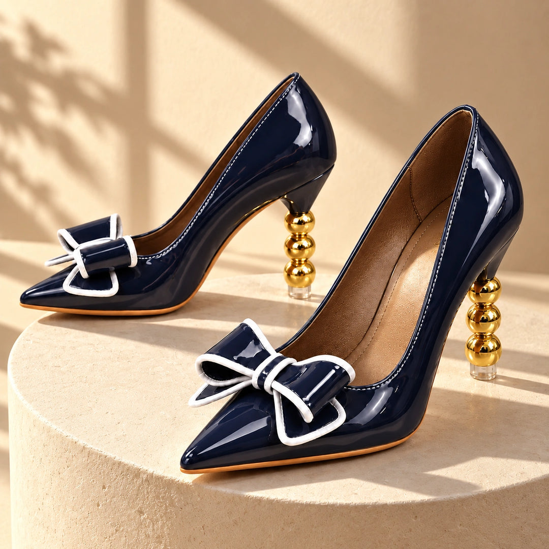 Zelie Gold Heel Pumps