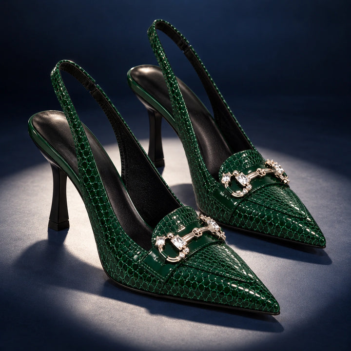 Quinn Croc Leather Pumps