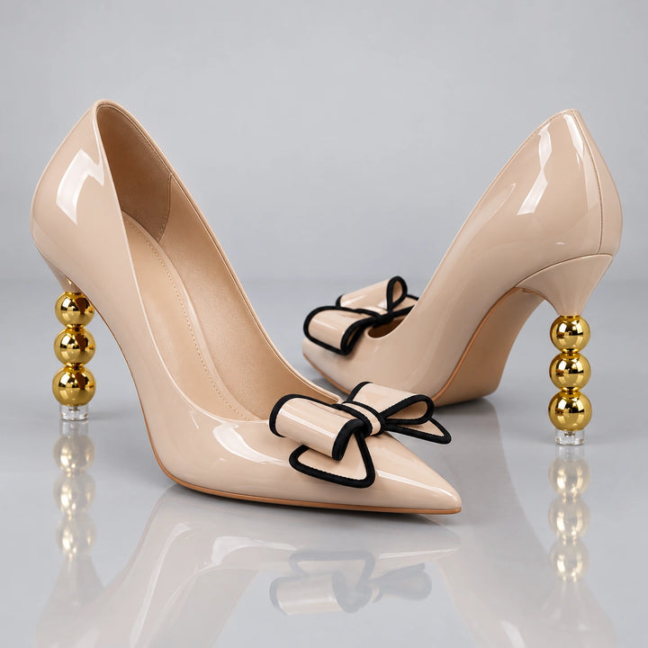 Zelie Gold Heel Pumps
