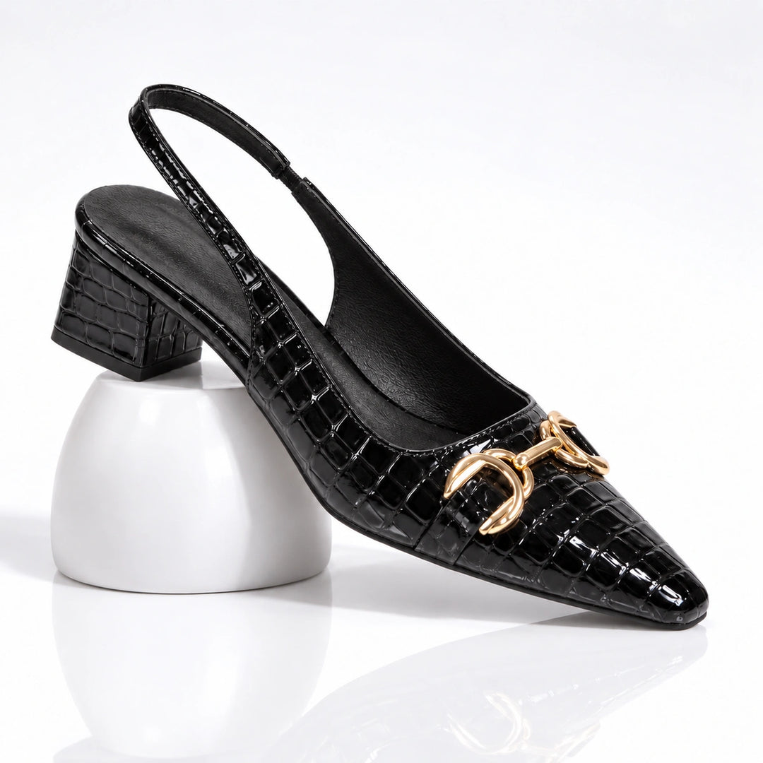 Clotilde Croc Slingback Heels
