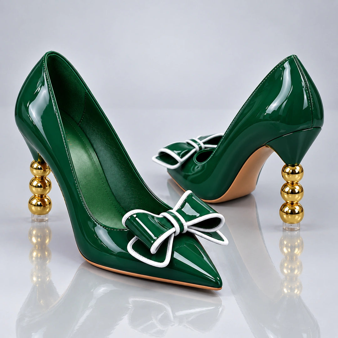 Zelie Gold Heel Pumps