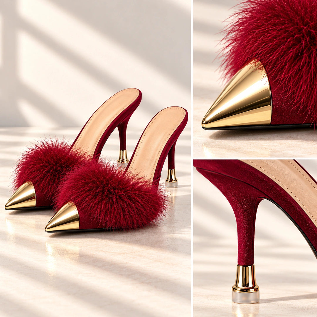 Eleanor Feather Trim Heels