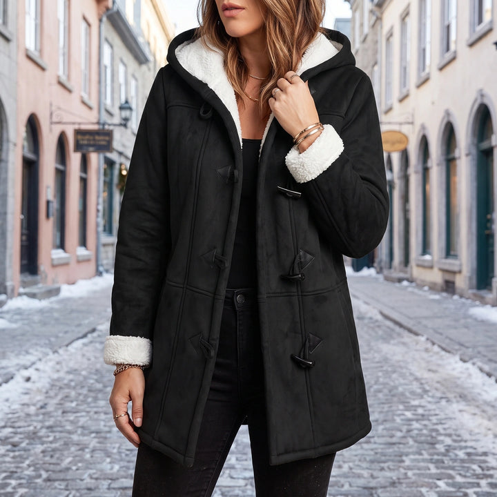 Philippa Sherpa Lined Toggle Coat - Black