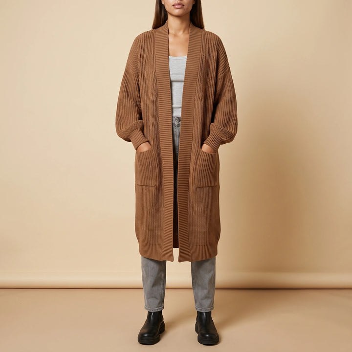 Henrietta Oversized Longline Cardigan - Brown