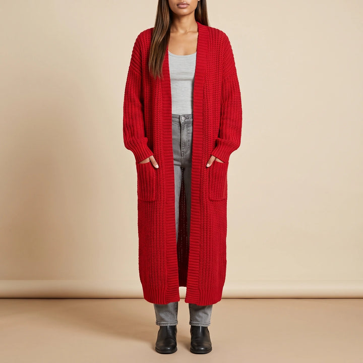 Henrietta Oversized Longline Cardigan - Red