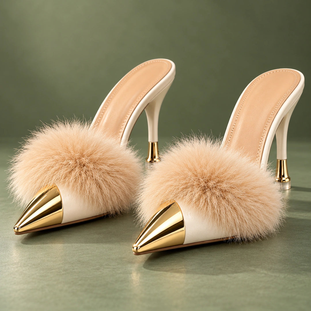 Eleanor Feather Trim Heels