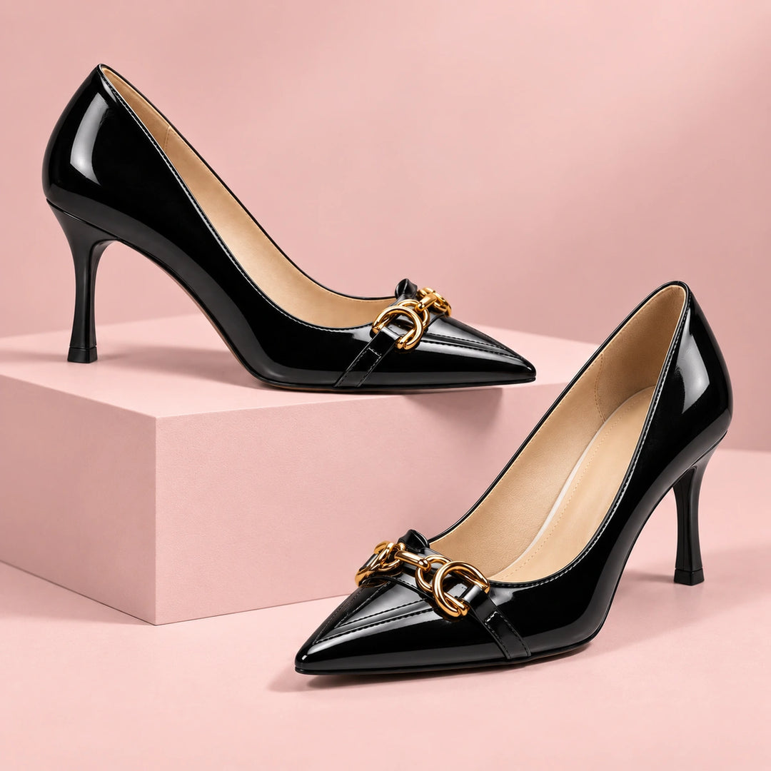 Nacre Gold Buckle Heels