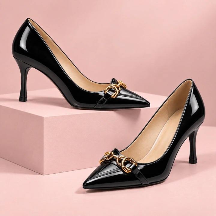 Nacre Gold Buckle Heels