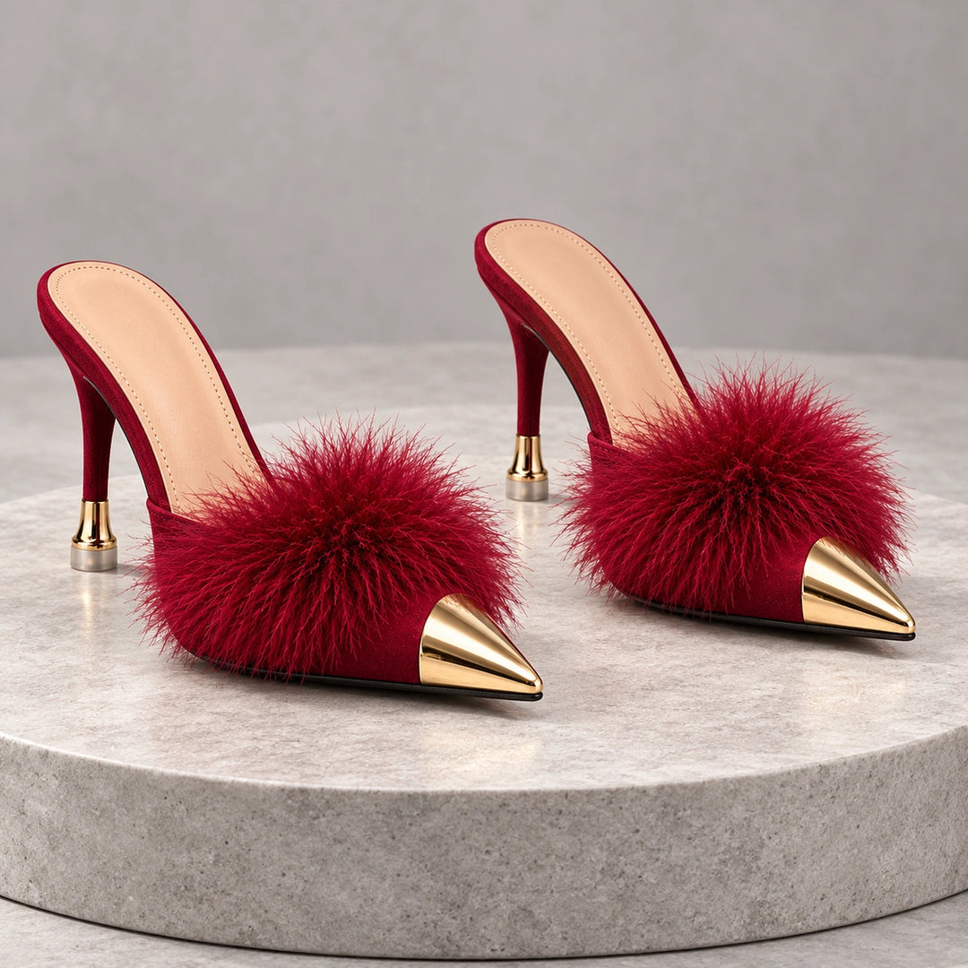 Eleanor Feather Trim Heels