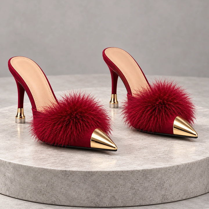Eleanor Feather Trim Heels