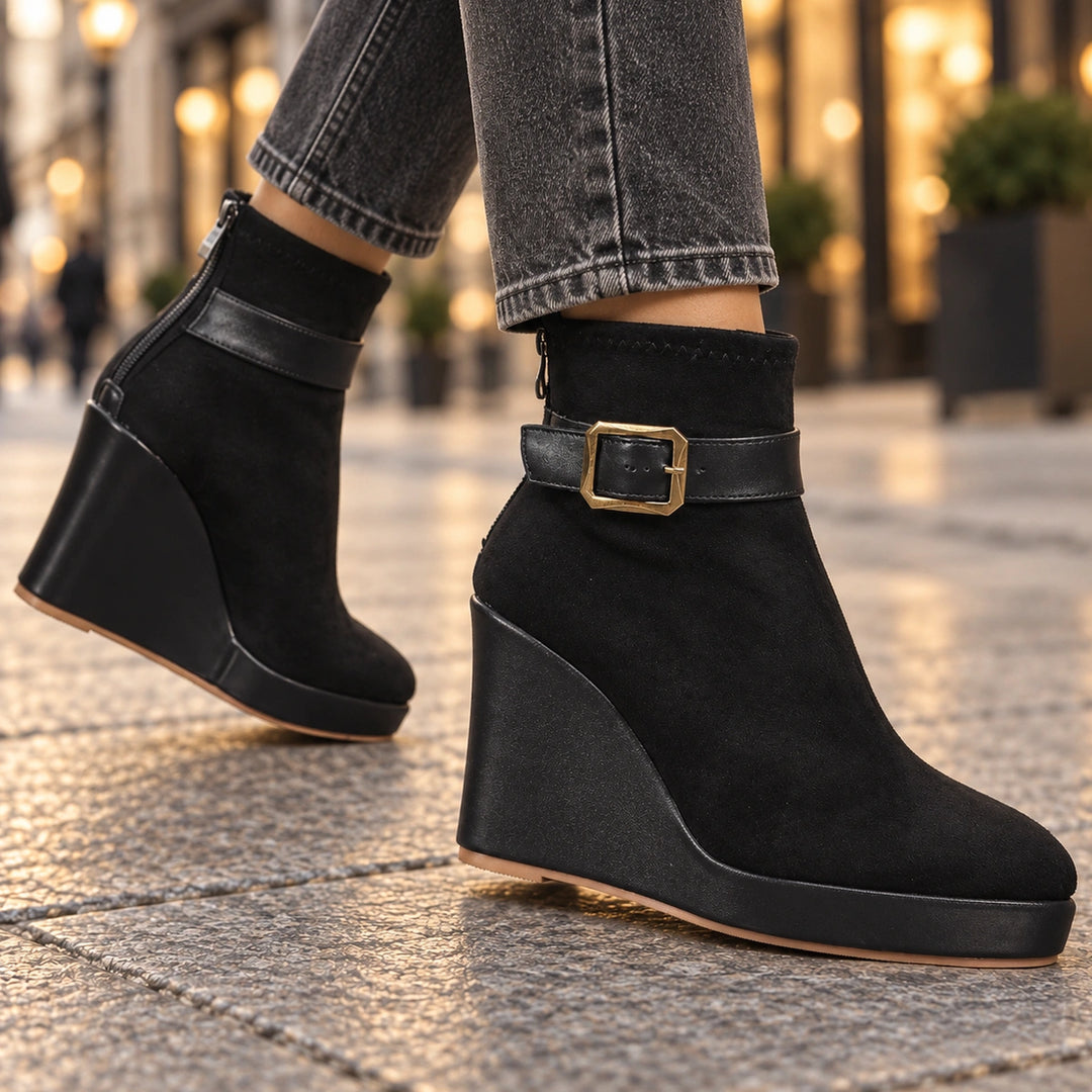 Claudine Suede Wedge Boots