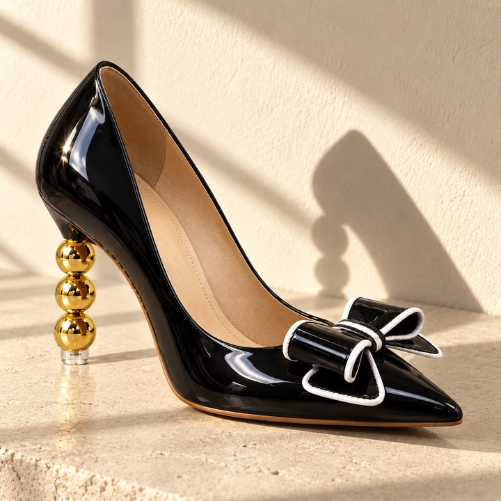 Zelie Gold Heel Pumps