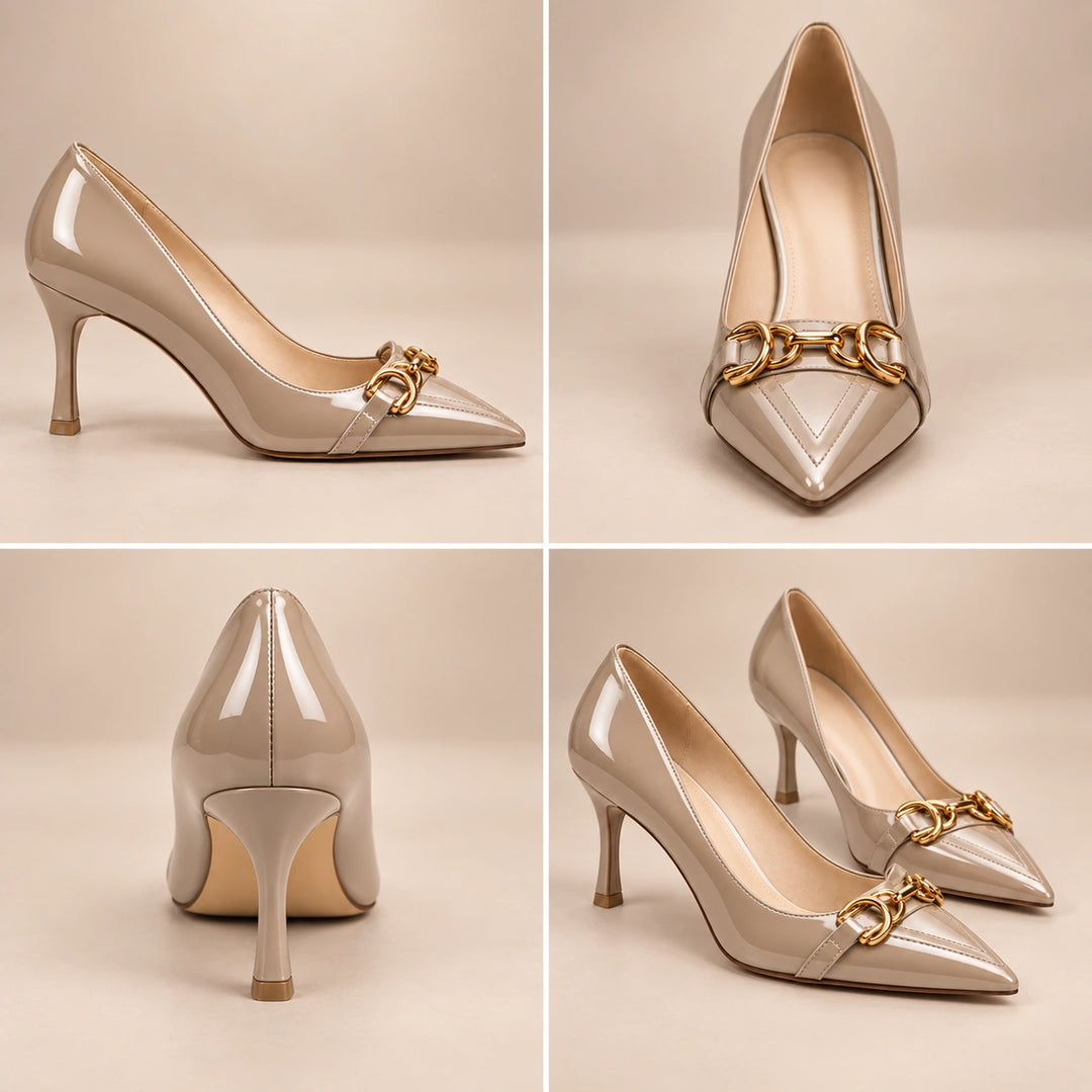 Nacre Gold Buckle Heels