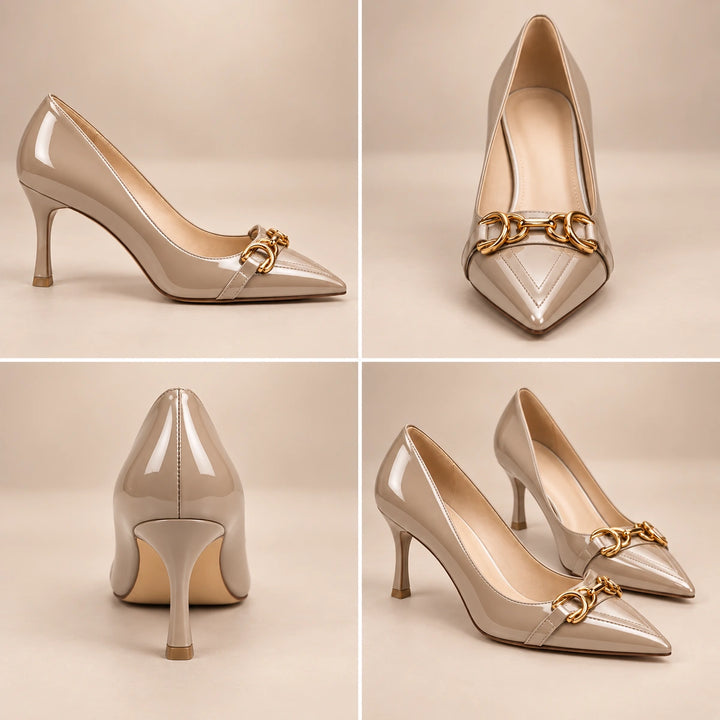 Nacre Gold Buckle Heels