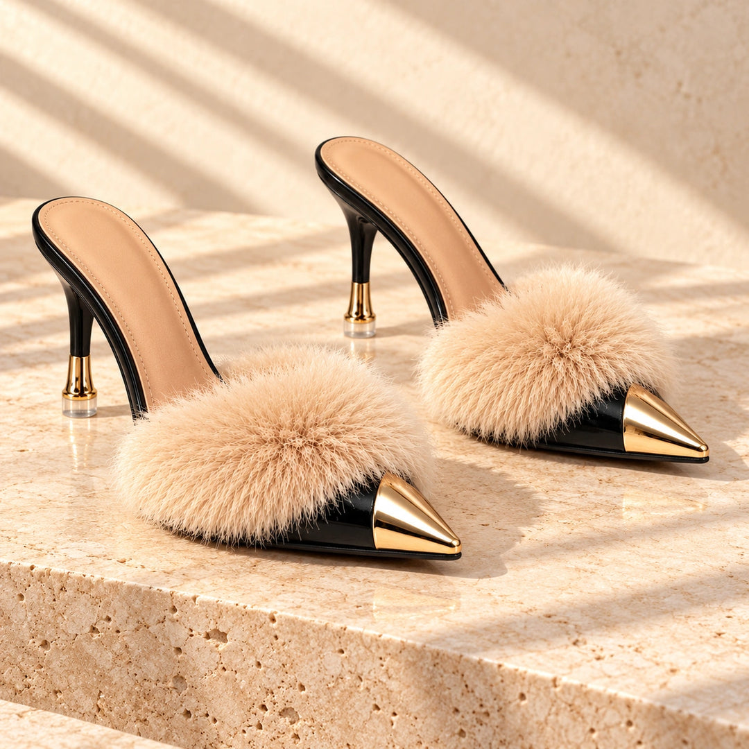 Eleanor Feather Trim Heels