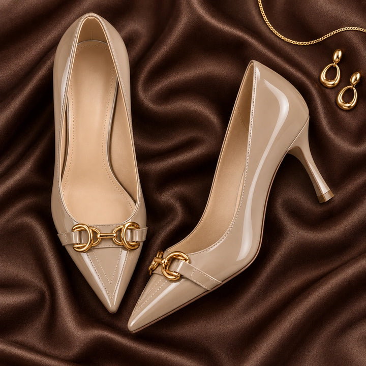 Nacre Gold Buckle Heels