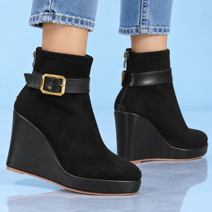 Claudine Suede Wedge Boots