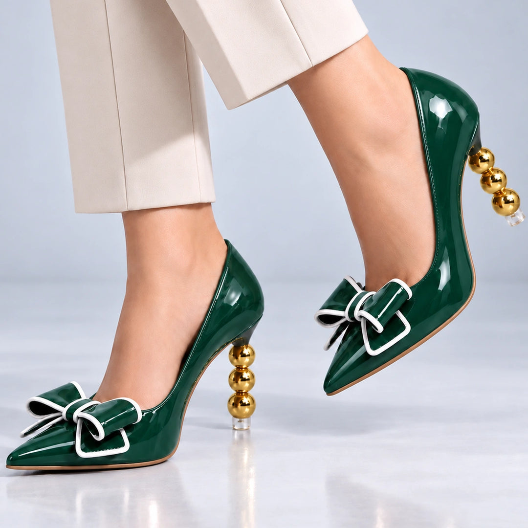 Zelie Gold Heel Pumps