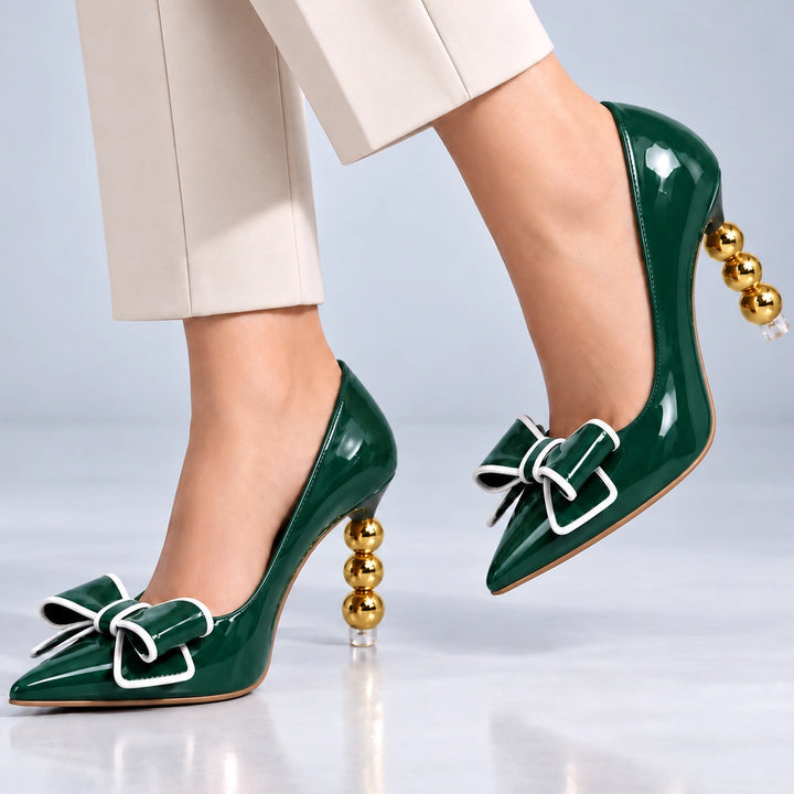 Zelie Gold Heel Pumps
