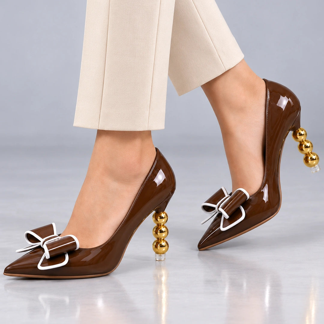 Zelie Gold Heel Pumps