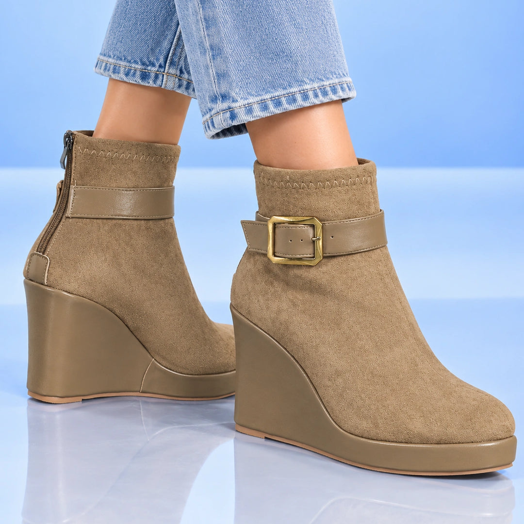 Claudine Suede Wedge Boots