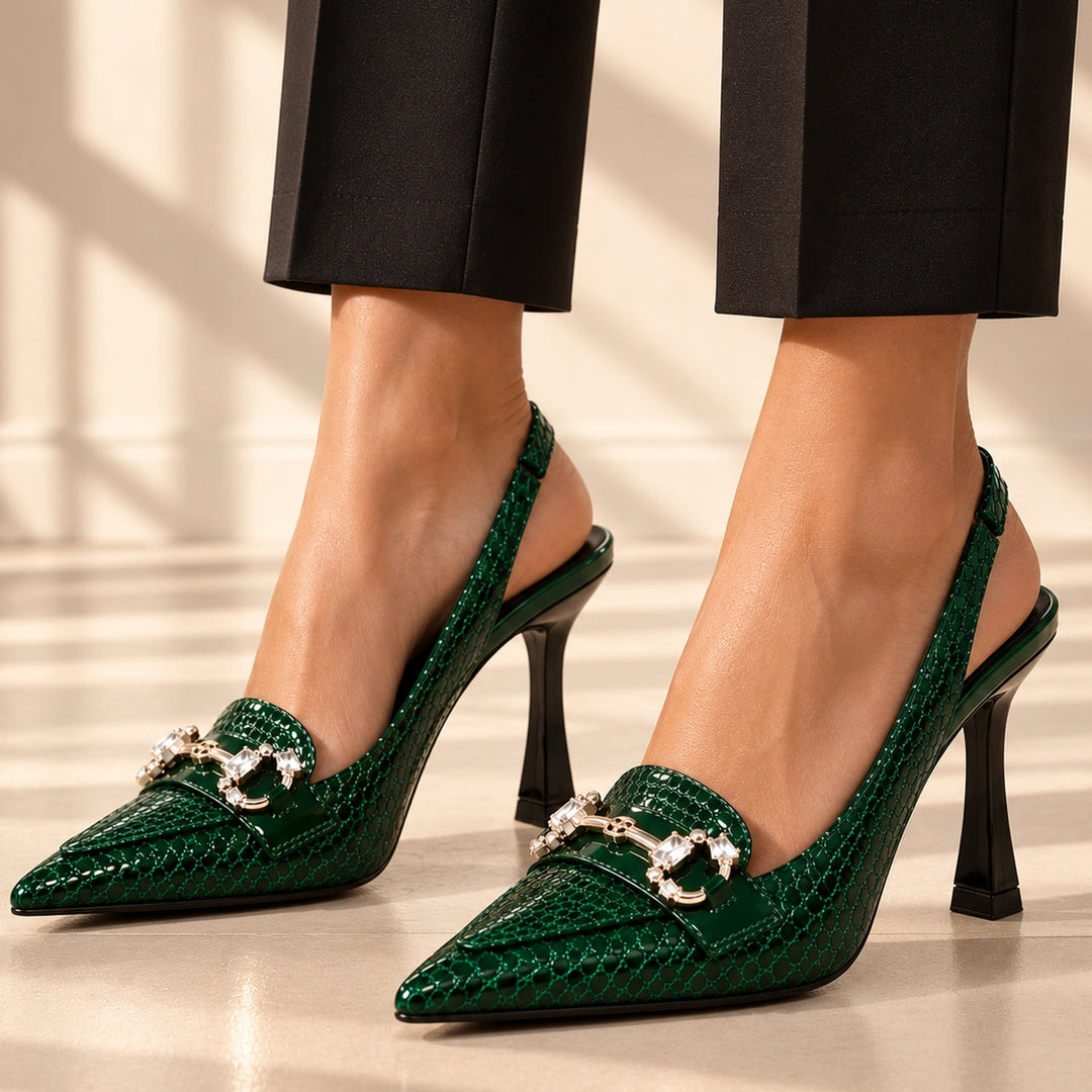 Quinn Croc Leather Pumps