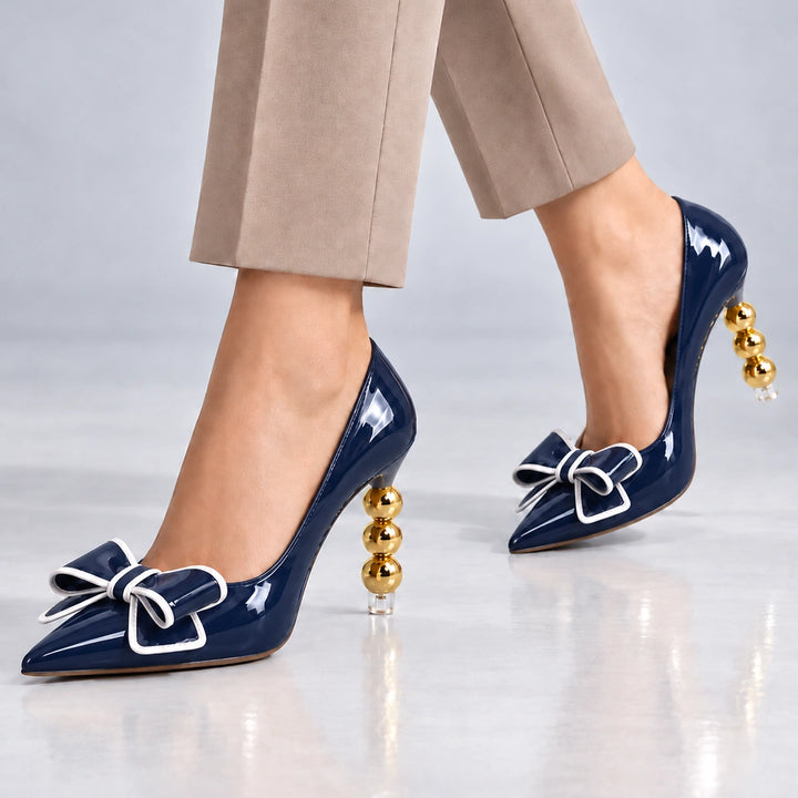 Zelie Gold Heel Pumps