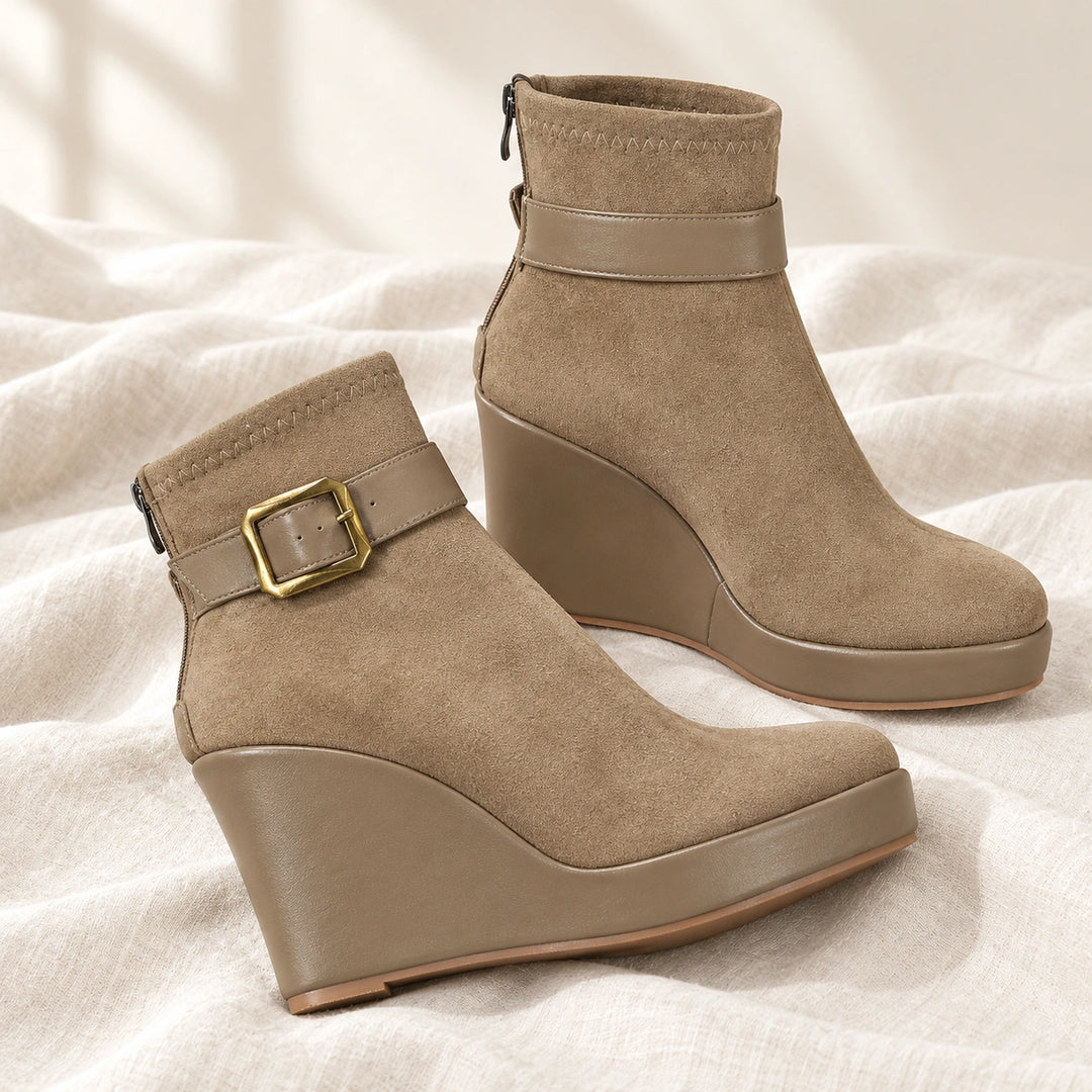 Claudine Suede Wedge Boots