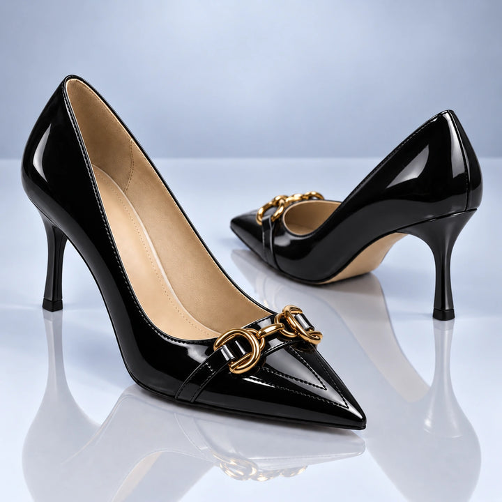 Nacre Gold Buckle Heels